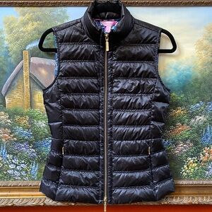 Lilly Pulitzer Puffer Vest Black Onyx Elana Full Zip Women’s XS